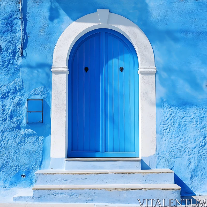 Inviting Blue Entrance with White Trim AI Image