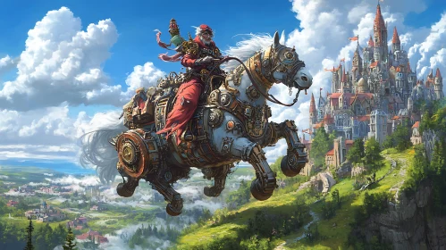 Mechanical Horse and Rider Fantasy