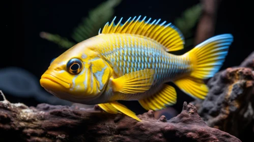 Vivid Blue and Yellow Fish - A Remarkable Aquatic Portrait