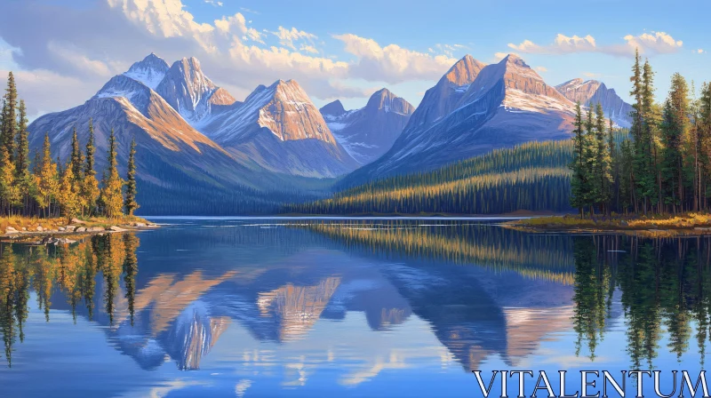 Mountain Lake Reflection AI Image