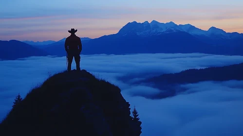 Mountain Peak Cowboy Silhouette