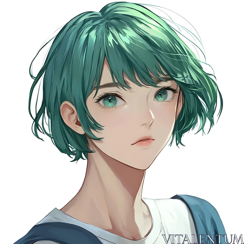 Green-Haired Anime Character Portrait AI Image