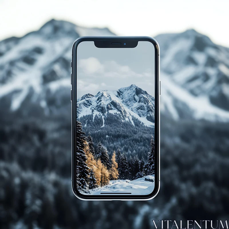 AI ART Iphone with Mountain View