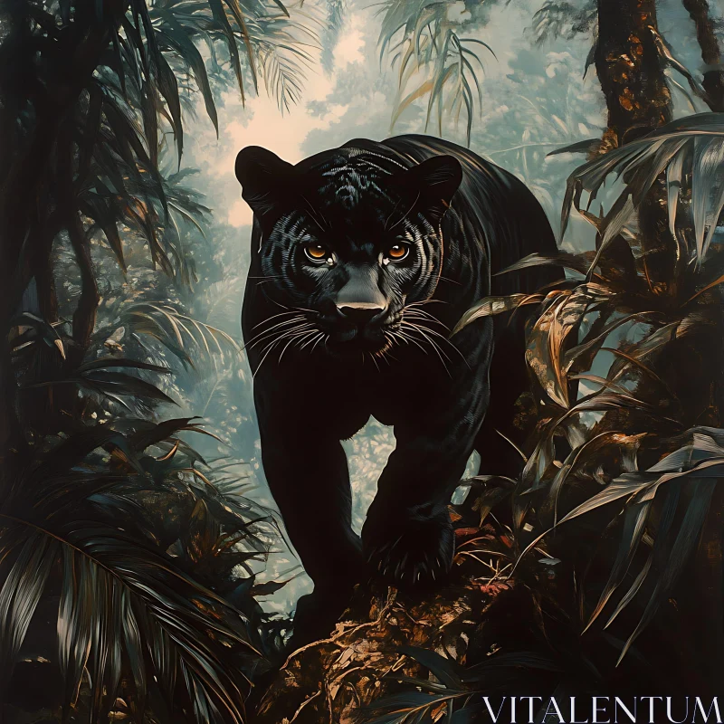 AI ART Panther in Rainforest Artwork