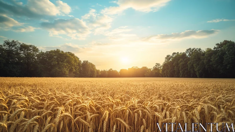 Golden Wheat Fields at Dusk AI Image