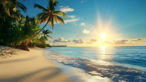 Seaside Palm Trees at Sunset