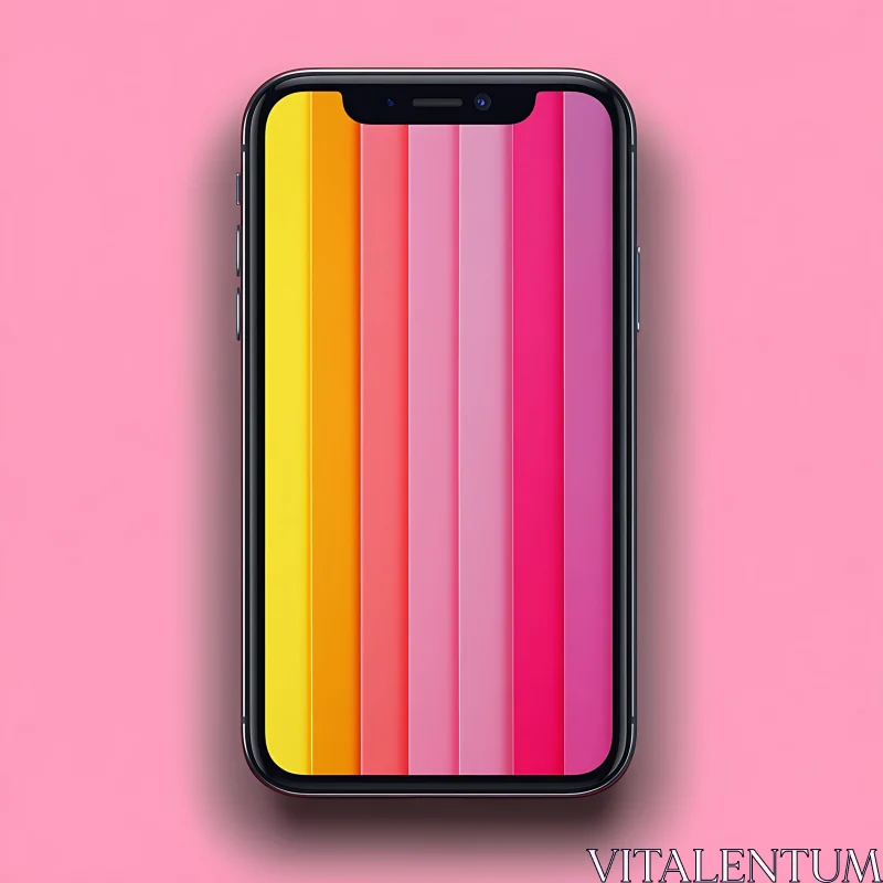 Colorful Stripes on Mobile Phone Screen AI Image