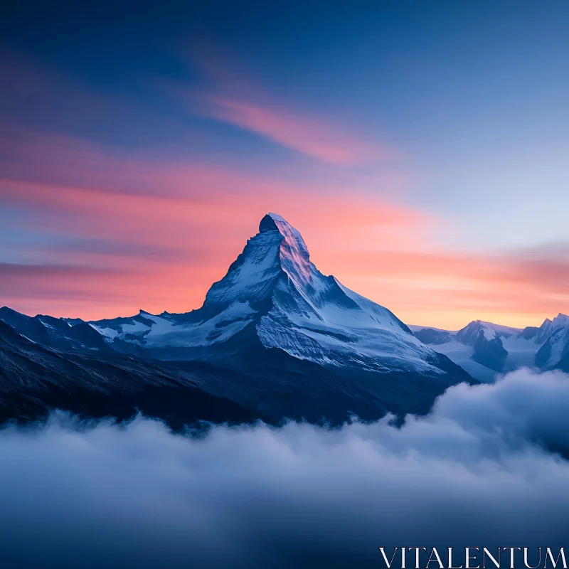 AI ART Mountain Peak Above the Clouds