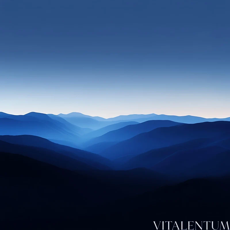 Tranquil Blue Mountain Layers AI Image