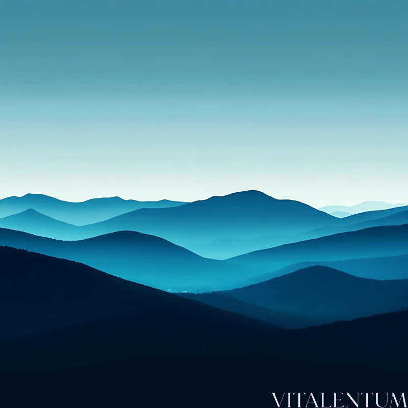 AI ART Layered Blue Mountain Peaks