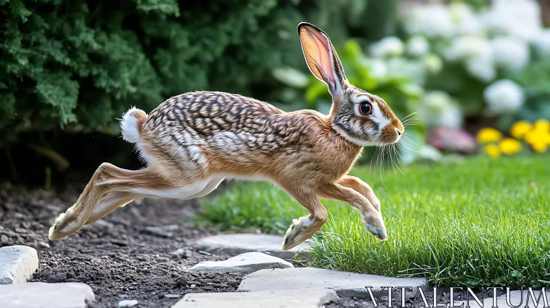 Rabbit Running Through Green Grass AI Image