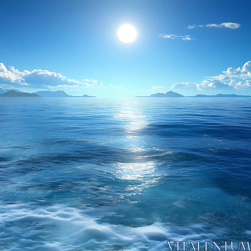 AI ART Calm Ocean Scenery with Blue Sky