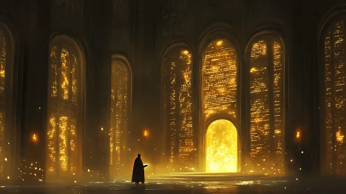 Figure in a golden hall