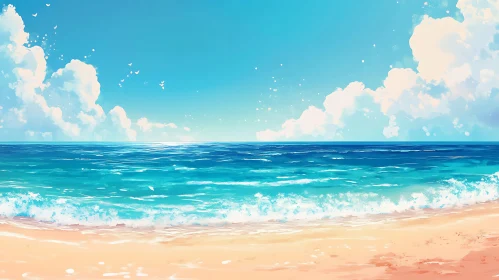 Calm Beach Scene with Soft Waves