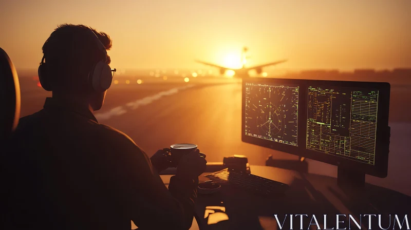 AI ART Sunset Air Traffic Control View