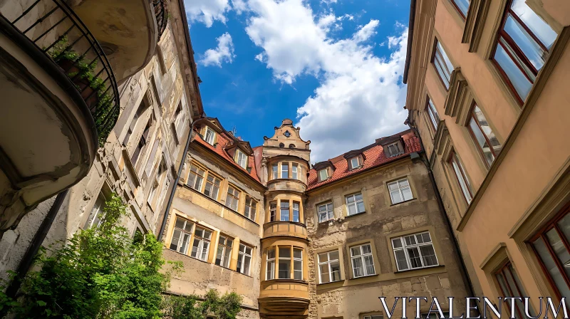 Elegant Courtyard with Historic Buildings AI Image