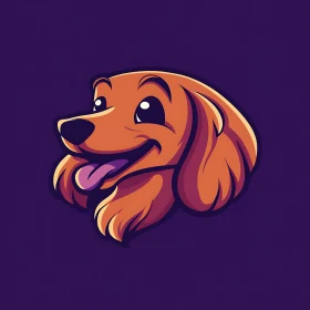 Happy Orange Dog Cartoon on Purple Background