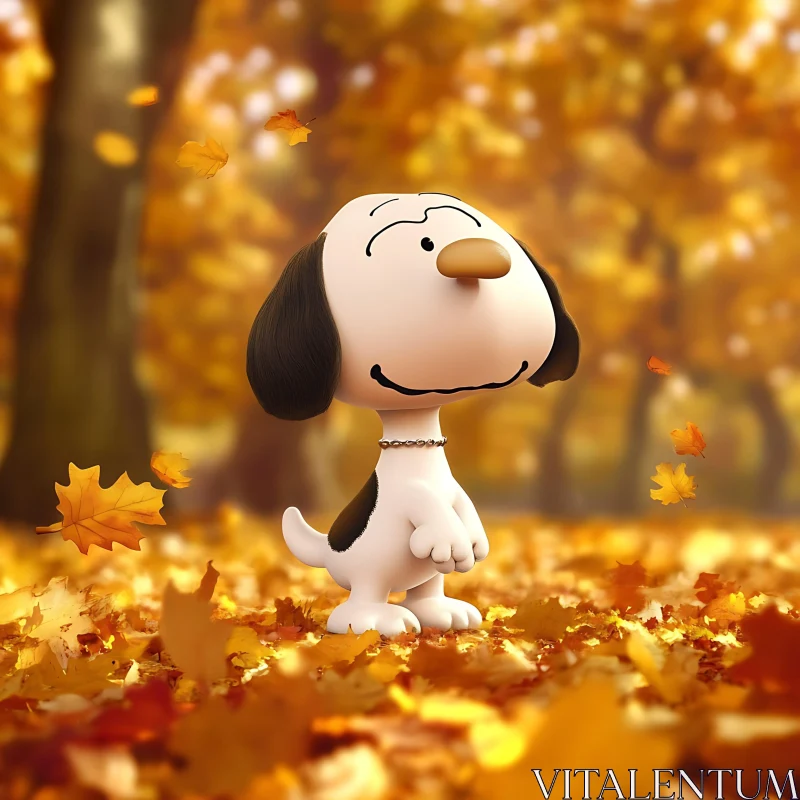 AI ART Dog Amidst Golden Autumn Leaves