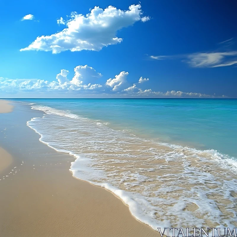 AI ART Azure Seascape with Sandy Beach