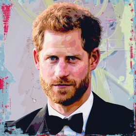 Modern Digital Illustration of Prince Harry