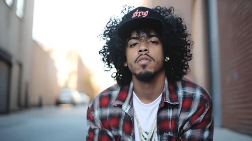 Urban Portrait of a Man with Curly Hair