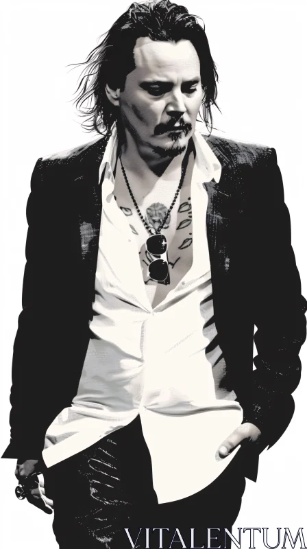 AI ART Johnny Depp Monochrome Image