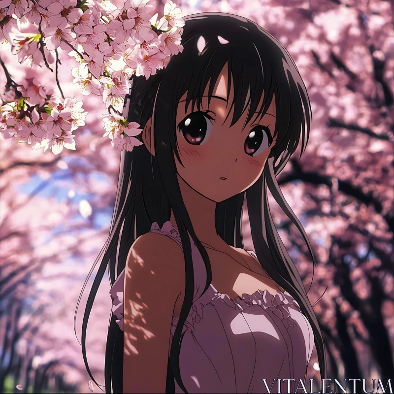 Sakura Anime Girl in Spring AI Image