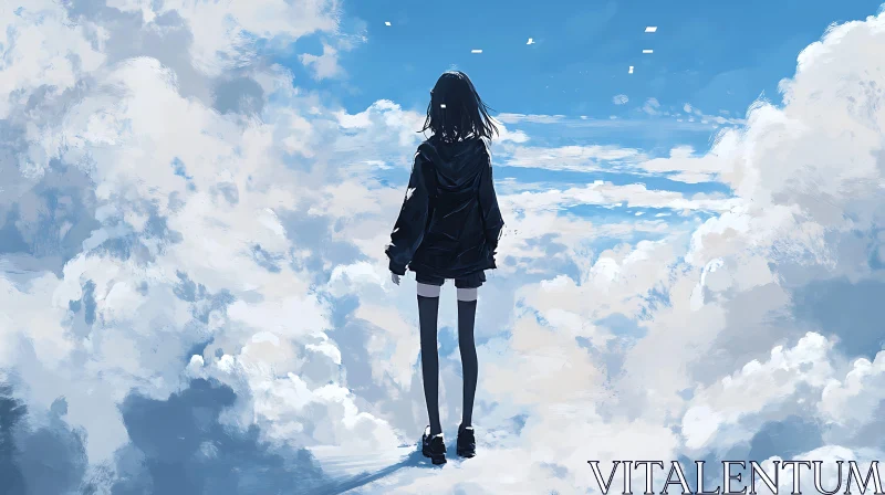 Introspective Anime Cloud Scene AI Image