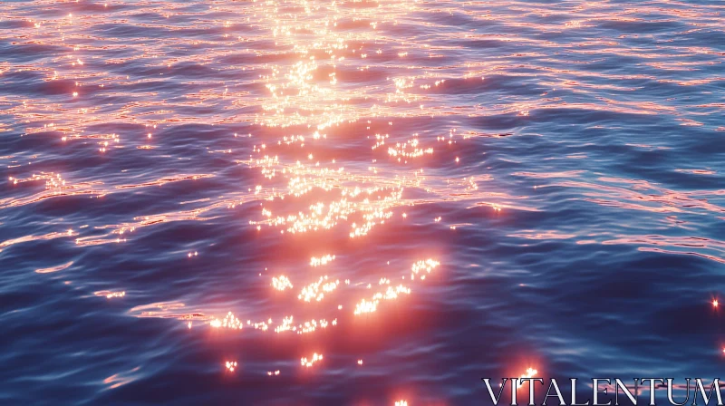 Glistening Ocean at Sunset AI Image