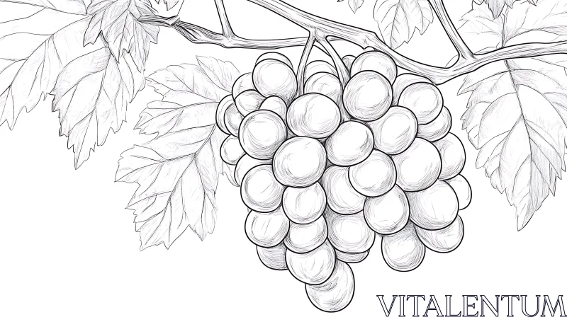 Pencil Drawing of Grapes AI Image