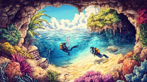 Divers Exploring the Depths of the Ocean