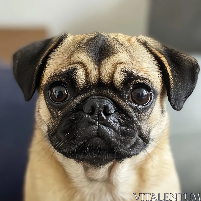 Cute Pug Puppy with Big Eyes AI Image