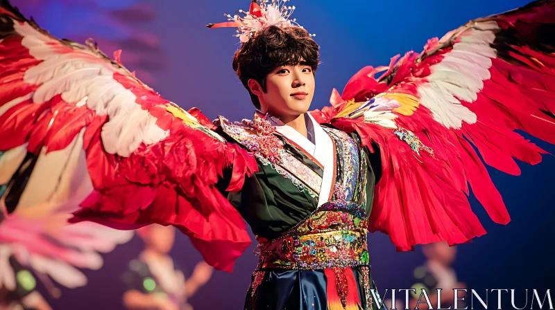 AI ART Winged Performer in Colorful Costume