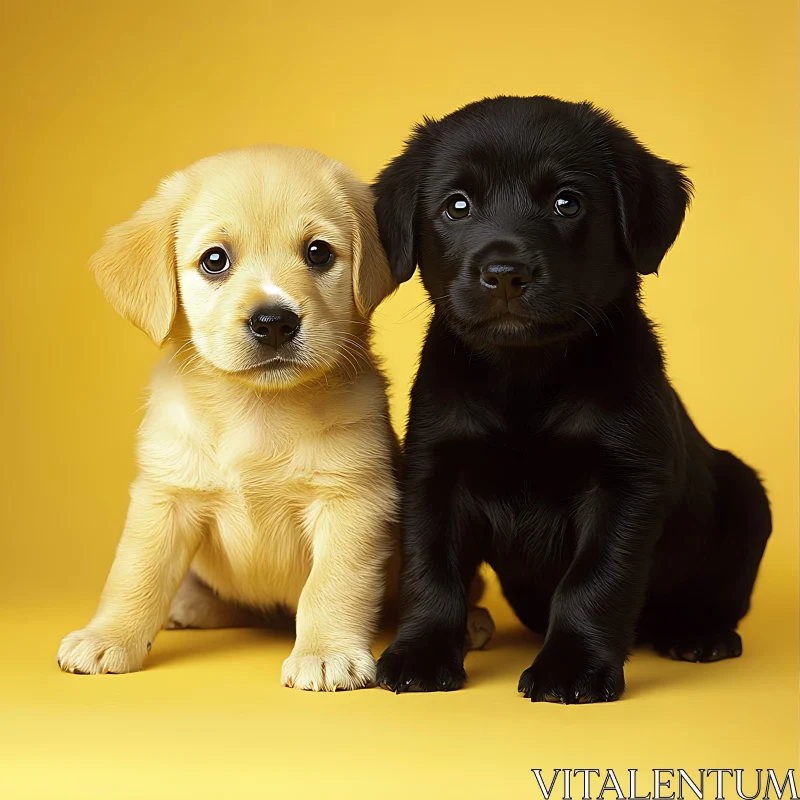 Adorable Yellow and Black Labrador Puppies AI Image