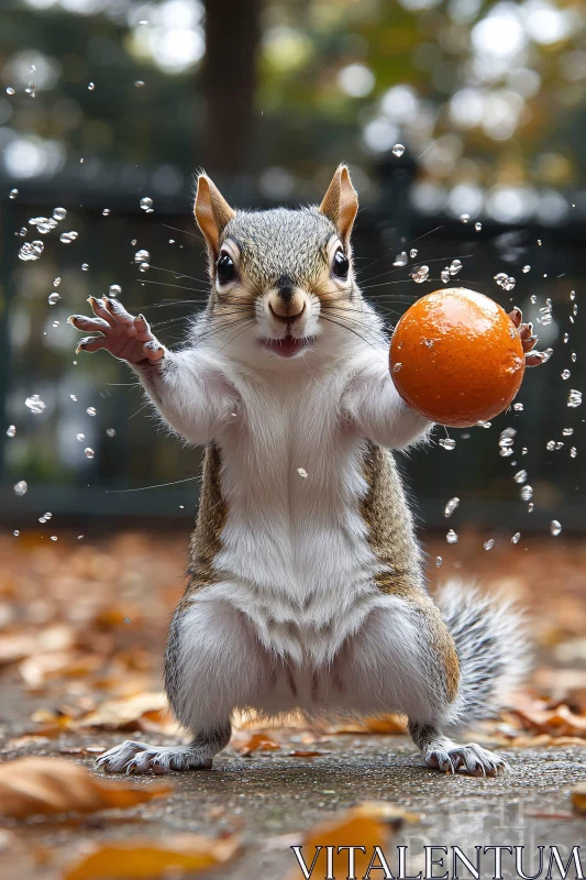 AI ART Squirrel Playing in Autumn