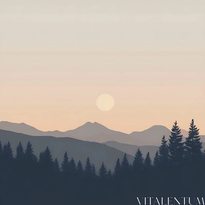 Tranquil Mountain Sunset AI Image