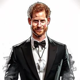 Digital Art of Prince Harry in Formal Wear