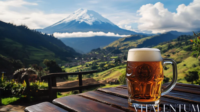 Refreshing Beer in the Mountains AI Image