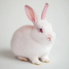 Albino Rabbit Portrait on White Background