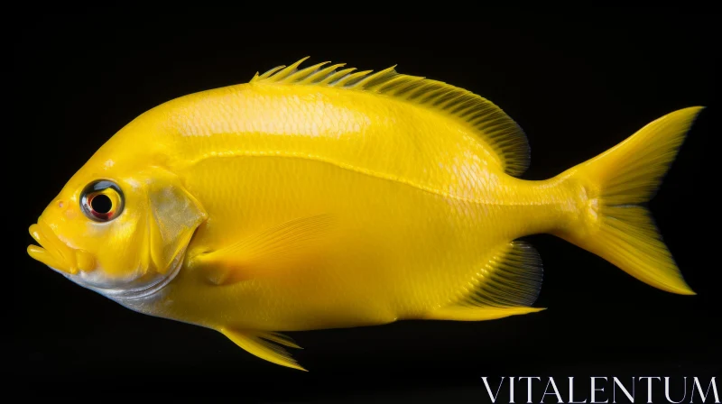 Bold Yellow Tropical Fish against Stark Black Background AI Image