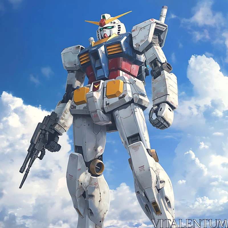 Massive Mecha Against Sky AI Image