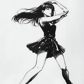 Graceful Monochrome Dance Art of Young Woman