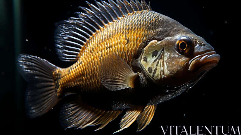 Elegant Black and Gold Fish - A Vision in Dark Amber AI Image