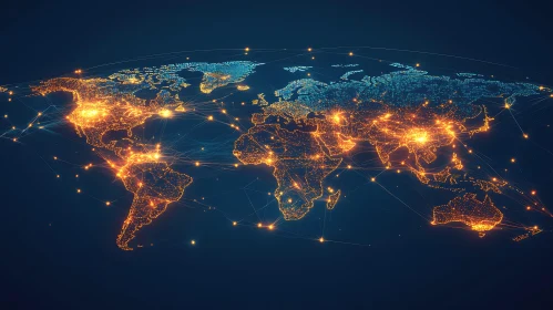 World Map with Interconnected Data Points