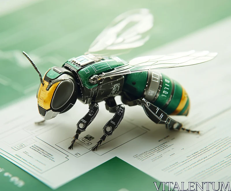 AI ART Cybernetic Bee on Technical Document