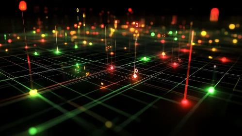 Interconnected Data Points on Digital Grid