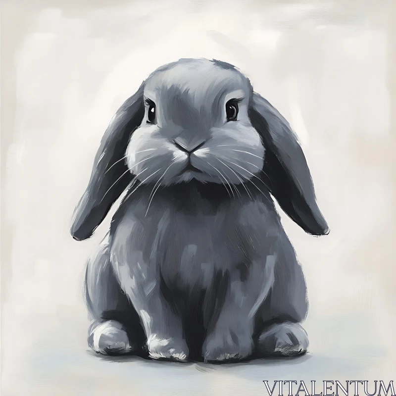 Grey Bunny Portrait AI Image