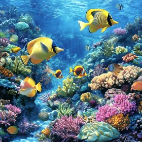 Underwater World with Fish and Coral