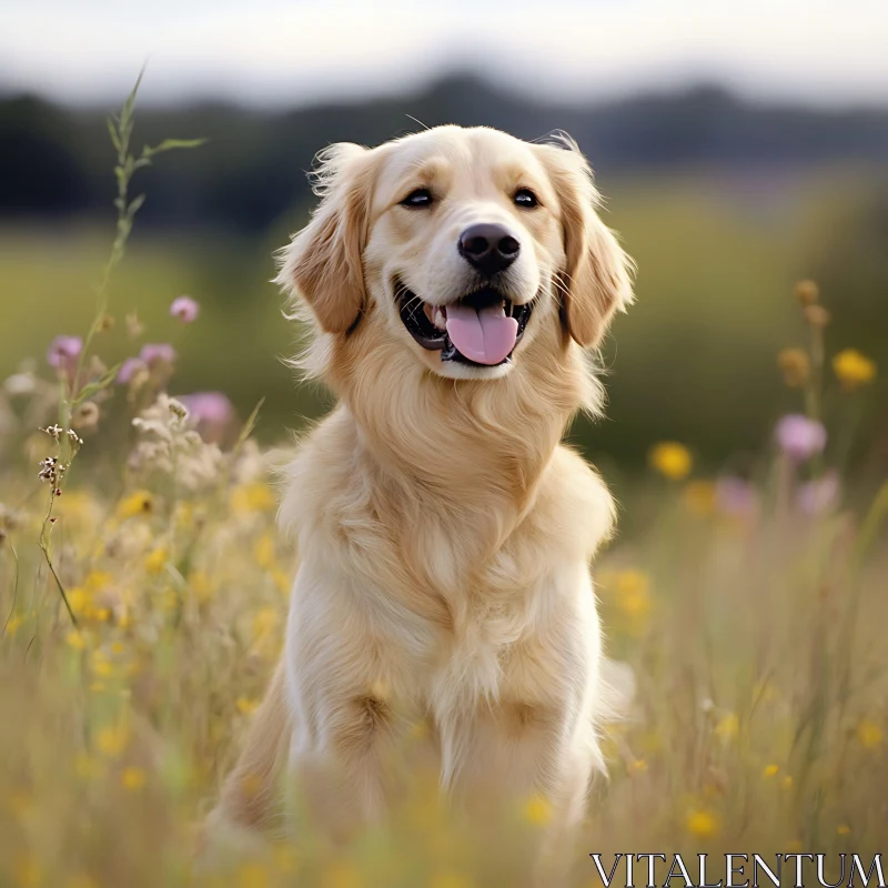 Joyful Golden Retriever in Nature AI Image