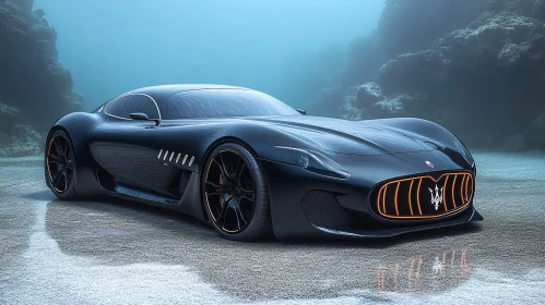 Underwater Sports Car with Orange Accents